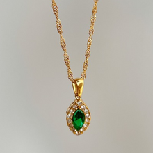 Load image into Gallery viewer, Olive Shaped Horse Eye Zircon Full Drill Titanium Steel Necklace
