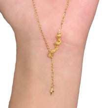 Load image into Gallery viewer, Super Gold Snake-shaped Four Eight-pointed Stars Tassel Necklace
