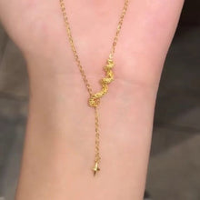 Load image into Gallery viewer, Super Gold Snake-shaped Four Eight-pointed Stars Tassel Necklace
