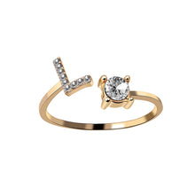 Load image into Gallery viewer, New Design Adjustable 26 Initial Letter Ring Fashion Jewelry For Women Simple Elegant Jewelry
