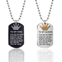 Load image into Gallery viewer, Crown Charms Couple Necklace To My King Queen Inspirational Pendants Necklaces Stainless Steel Jewelry
