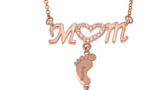 Load image into Gallery viewer, Mothers Day Gift Baby Feet Crystal Pendant Mom Necklace Personalized Custom Names Choker For Ladies
