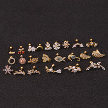 Load image into Gallery viewer, Ear Piercing Hippocampal Screw Stud Earrings Inlay Zircon Ear Bone Nail
