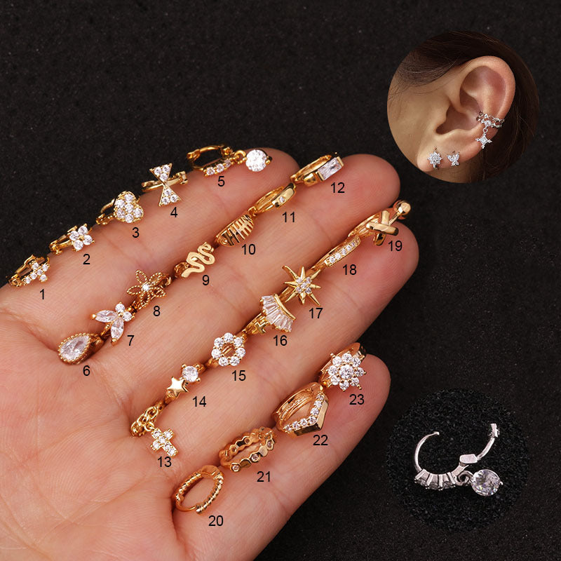 Ear Bone Piercing And Micro-Inlaid Zircon Small Ear Buckles