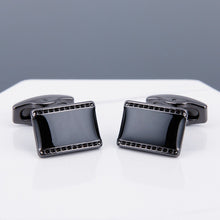 Load image into Gallery viewer, Mens Cufflinks Black Face Grey Copper Sleeve Stud
