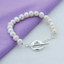 Load image into Gallery viewer, Silver Plated White Pearl Bracelet Jewelry
