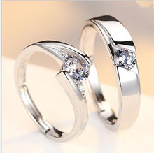 Load image into Gallery viewer, Simulation Diamond Ring Couple Rings A Pair of Live 925 Silver Men and Women Marriage Rings Lettering Rings Diamond Rings
