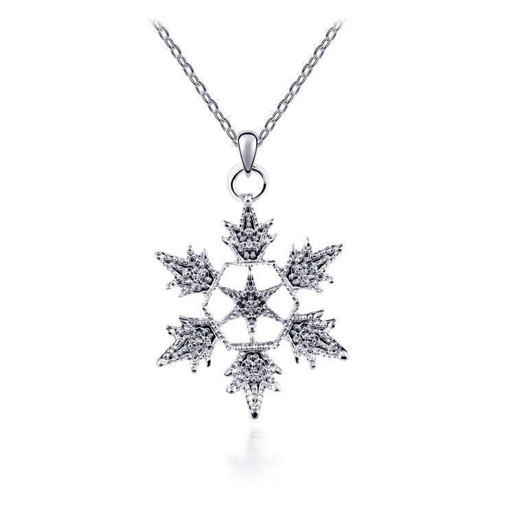 Exquisite Bridal Christmas Snowflake Necklace, Earring Set, Wedding Jewelry, Wedding Dress, Jewelry 4590