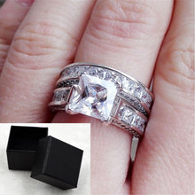 Load image into Gallery viewer, New Style Charm Couple Rings His Her Silver Color Princess Cut CZ Anniversary Promise Wedding Engagement Ring Sets
