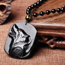 Load image into Gallery viewer, New Obsidian Carving Wolf Head Amulet Pendant Necklace Blessing Lucky Men Necklaces Jewelry Gifts
