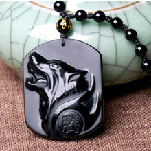 Load image into Gallery viewer, New Obsidian Carving Wolf Head Amulet Pendant Necklace Blessing Lucky Men Necklaces Jewelry Gifts
