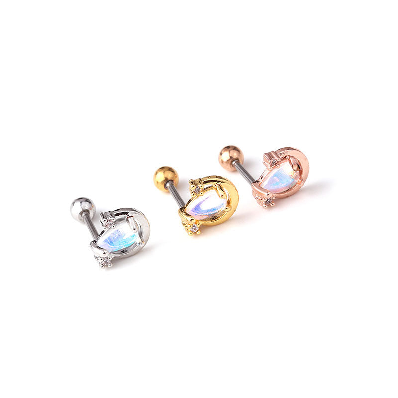 Piercing Ear Jewelry Fashion Zircon Stainless Steel European And American Ear Bone Studs