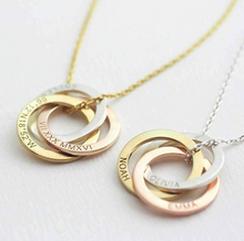 Load image into Gallery viewer, Family Necklace Personalized Gift Linked Circle Necklace Custom Children Name Rings Eternity Necklace Mother Gift
