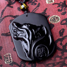 Load image into Gallery viewer, New Obsidian Carving Wolf Head Amulet Pendant Necklace Blessing Lucky Men Necklaces Jewelry Gifts
