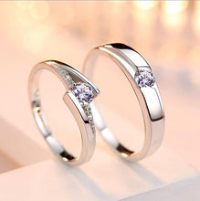 Load image into Gallery viewer, Simulation Diamond Ring Couple Rings A Pair of Live 925 Silver Men and Women Marriage Rings Lettering Rings Diamond Rings
