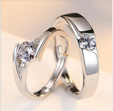 Load image into Gallery viewer, Simulation Diamond Ring Couple Rings A Pair of Live 925 Silver Men and Women Marriage Rings Lettering Rings Diamond Rings
