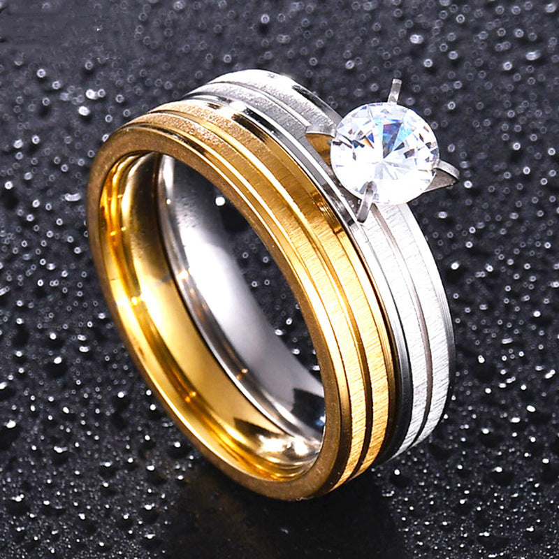 Frosted Titanium Steel Couple Ring Wedding