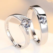 Load image into Gallery viewer, Simulation Diamond Ring Couple Rings A Pair of Live 925 Silver Men and Women Marriage Rings Lettering Rings Diamond Rings
