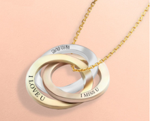 Load image into Gallery viewer, Family Necklace Personalized Gift Linked Circle Necklace Custom Children Name Rings Eternity Necklace Mother Gift
