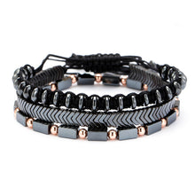 Load image into Gallery viewer, Bracelet Men&#39;s Bracelet Black Iron Stone Flying Saucer Woven Three Sets Of Bracelets Bracelet Set
