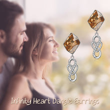 Load image into Gallery viewer, Infinity Love Heart Drop Earrings with Pink Crystals Jewelry Gifts for Women Girls Mom Birthday
