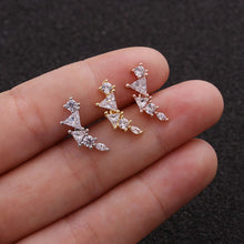 Load image into Gallery viewer, Stainless Steel Ear Piercing Jewelry Pentagonal Zircon
